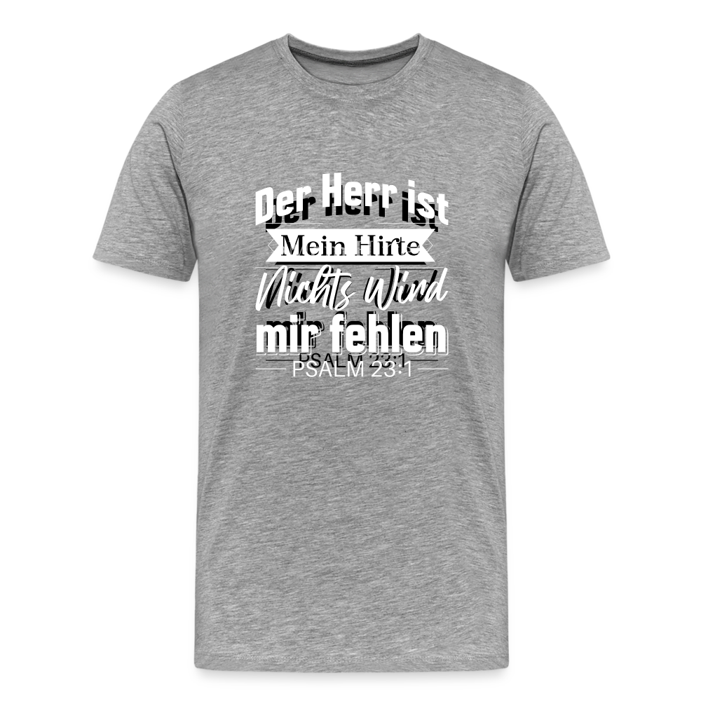 T-Shirt "Der Herr ist mein Hirte" - Psalm 23 [Die Bibel] - schwarzes Herrenshirt - heather grey
