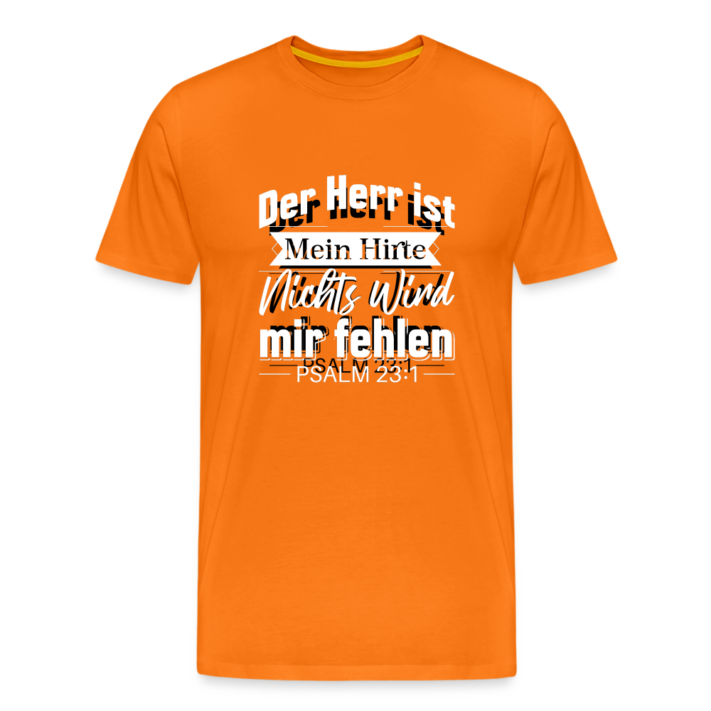 T-Shirt "Der Herr ist mein Hirte" - Psalm 23 [Die Bibel] - schwarzes Herrenshirt - orange