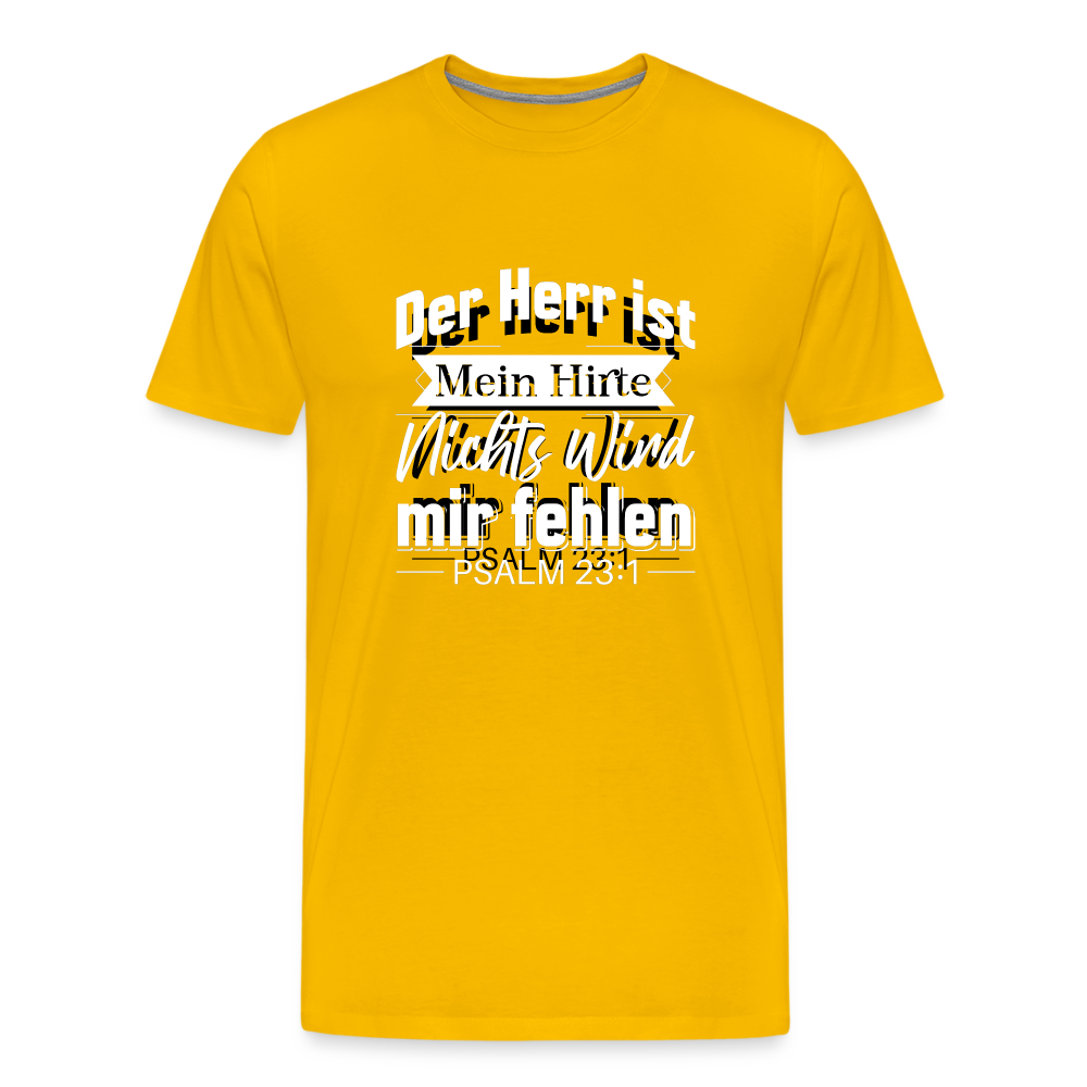 T-Shirt "Der Herr ist mein Hirte" - Psalm 23 [Die Bibel] - schwarzes Herrenshirt - sun yellow