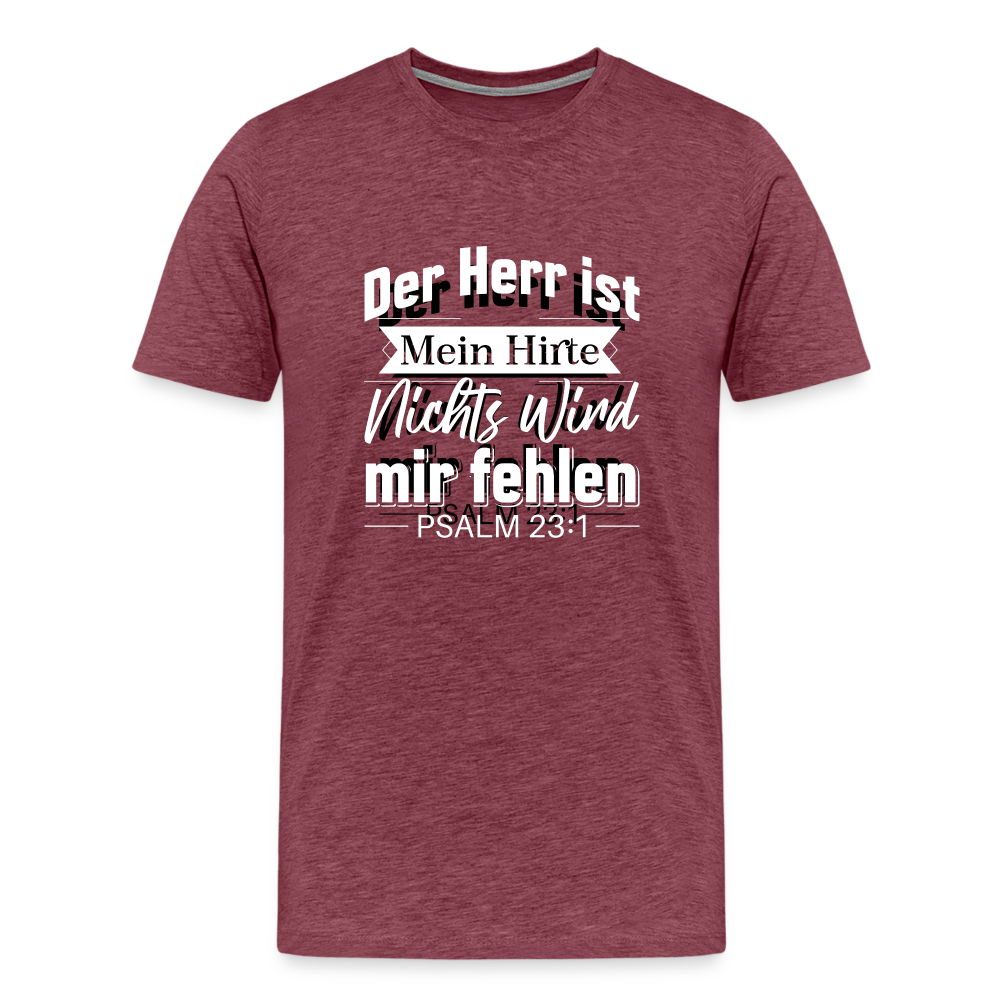 T-Shirt "Der Herr ist mein Hirte" - Psalm 23 [Die Bibel] - schwarzes Herrenshirt - heather burgundy