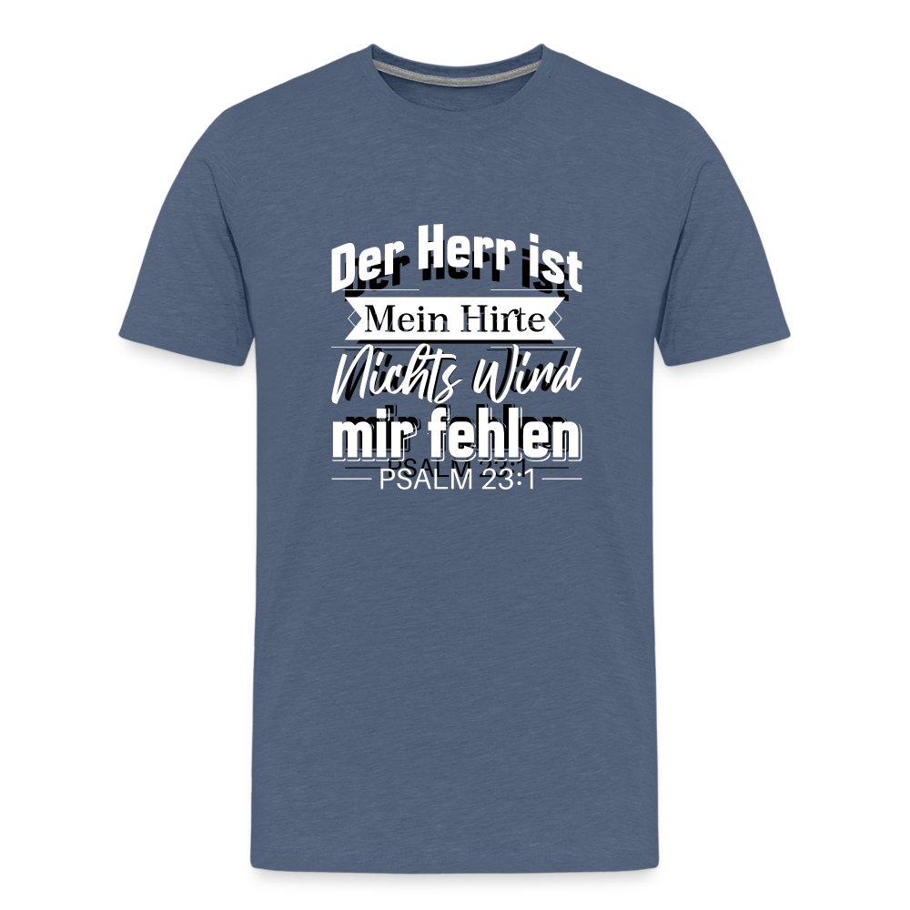 T-Shirt "Der Herr ist mein Hirte" - Psalm 23 [Die Bibel] - schwarzes Herrenshirt - heather blue